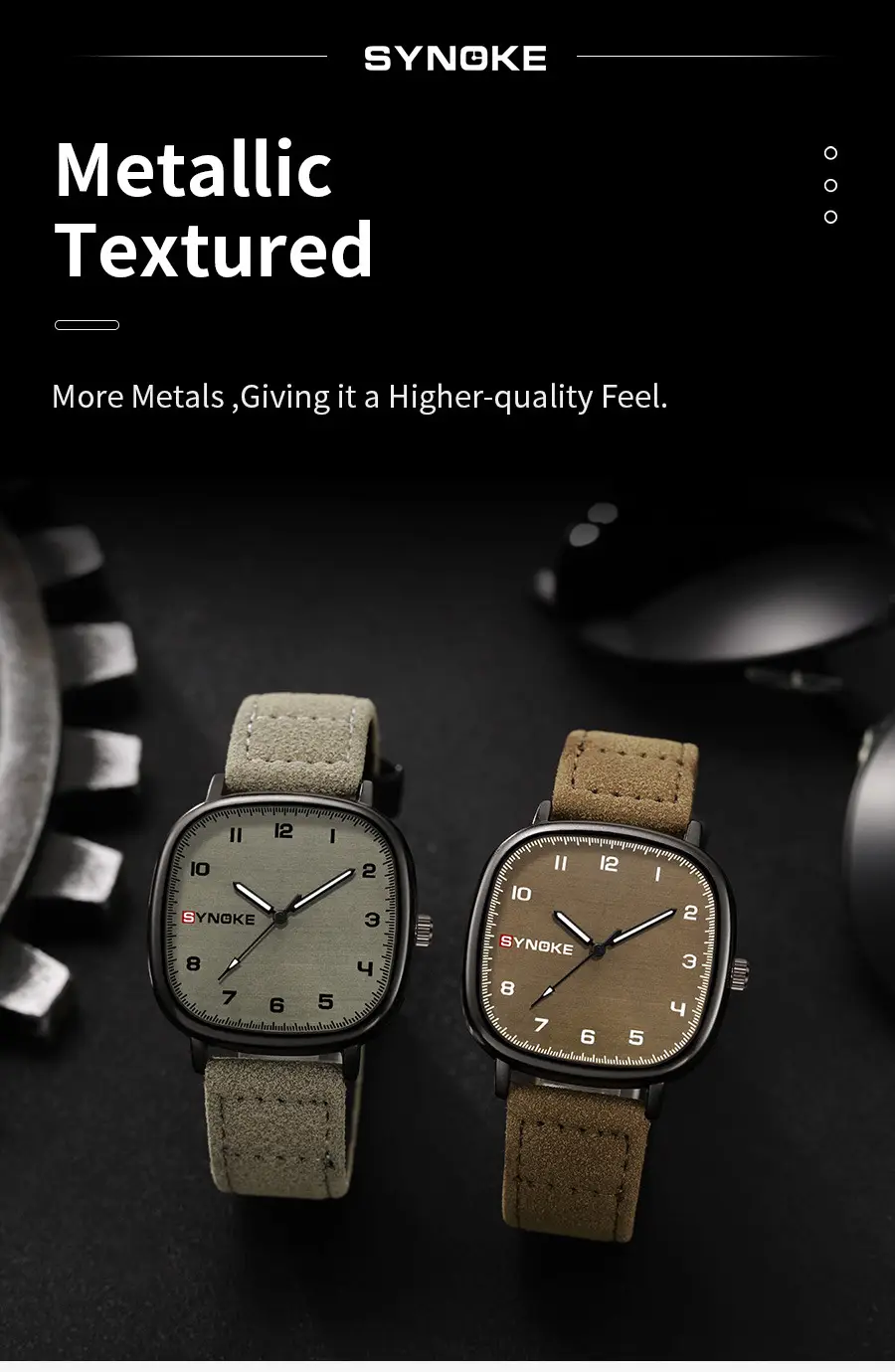 Synko Brown Quartz Watch with Leather Belt — feature 25
