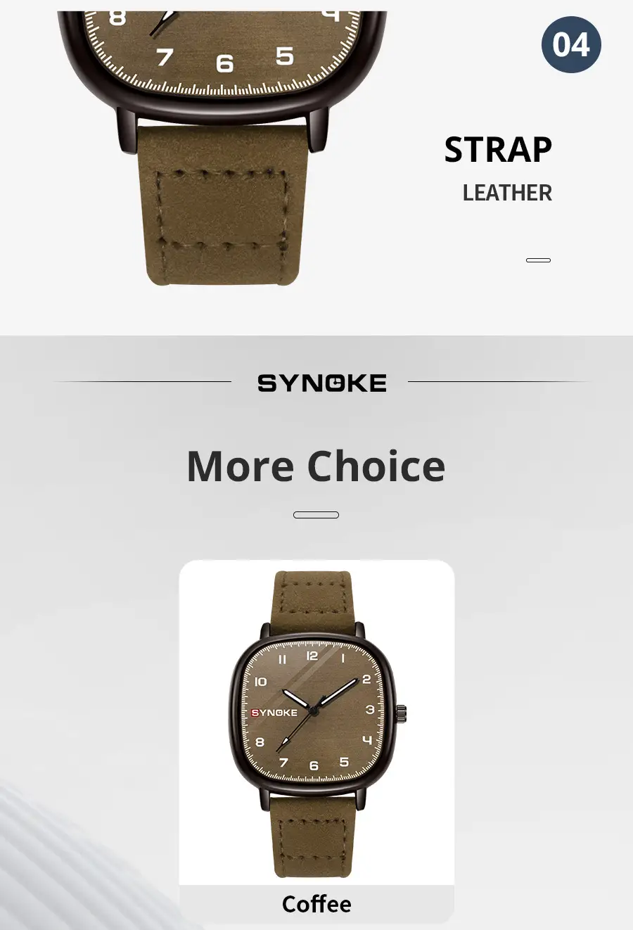 Synko Brown Quartz Watch with Leather Belt — feature 27