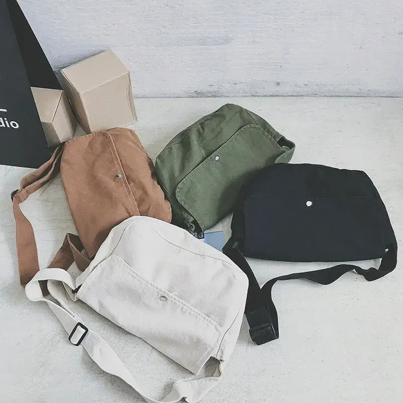 Brown Canvas Messenger Bag 2023 Summer Large Capacity - Image 4
