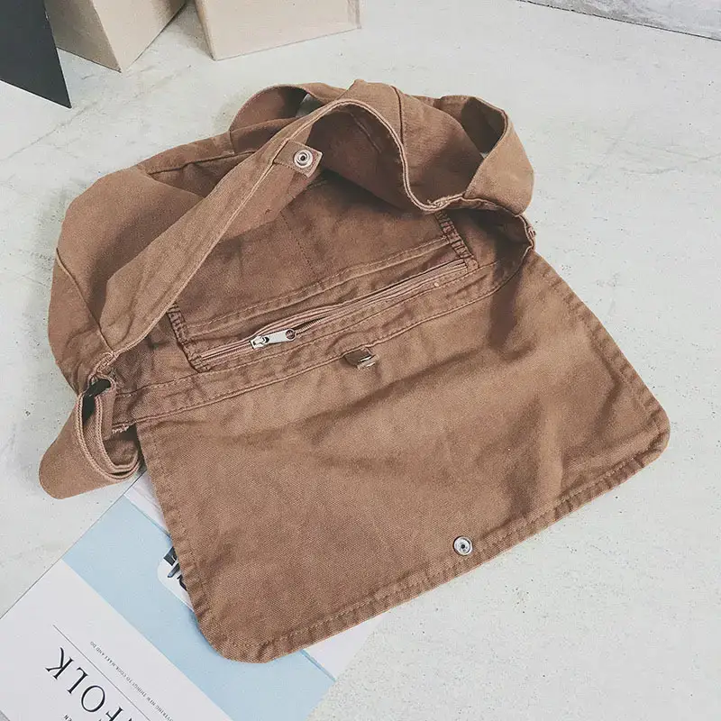 Brown Canvas Messenger Bag 2023 Summer Large Capacity - Image 5