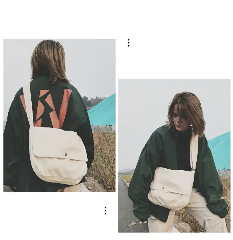 Brown Canvas Messenger Bag 2023 Summer Large Capacity — feature 12