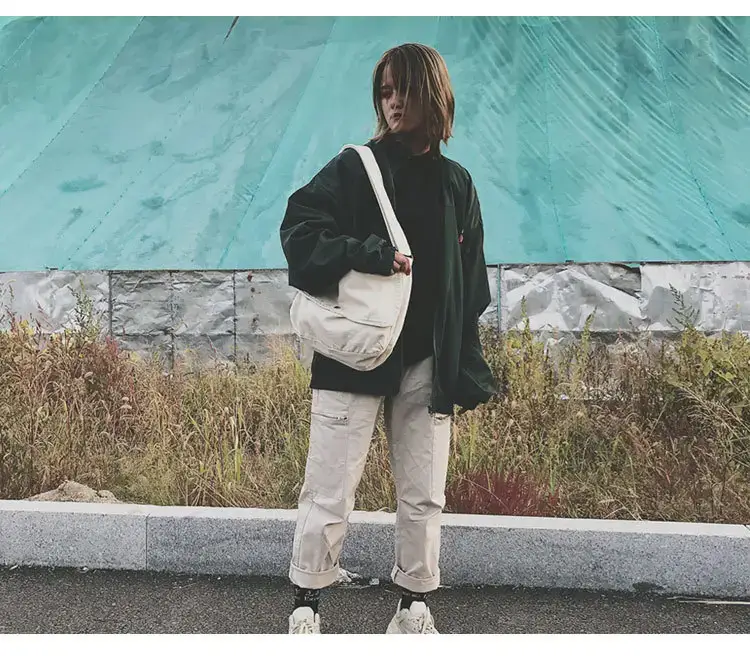 Brown Canvas Messenger Bag 2023 Summer Large Capacity — feature 14