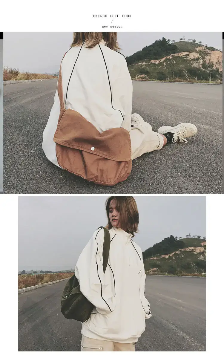 Brown Canvas Messenger Bag 2023 Summer Large Capacity — feature 17
