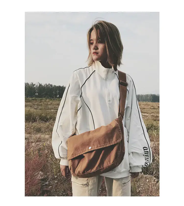 Brown Canvas Messenger Bag 2023 Summer Large Capacity — feature 18