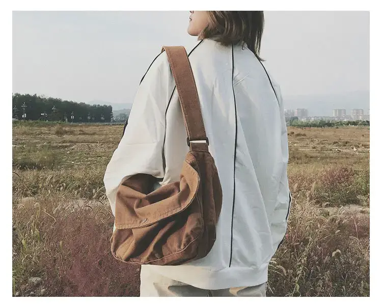 Brown Canvas Messenger Bag 2023 Summer Large Capacity — feature 21