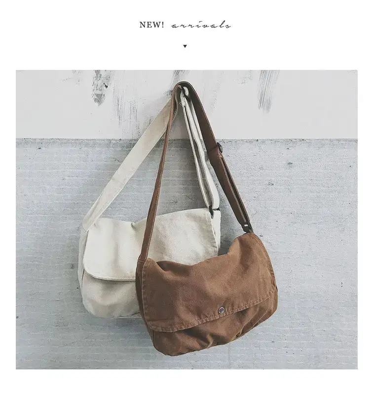 Brown Canvas Messenger Bag 2023 Summer Large Capacity — feature 24