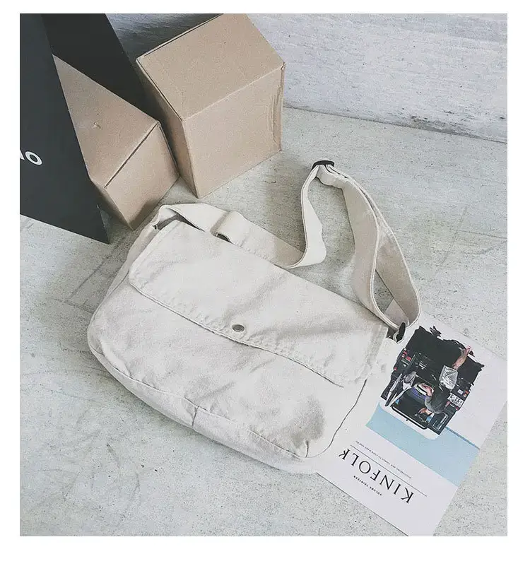 Brown Canvas Messenger Bag 2023 Summer Large Capacity — feature 35
