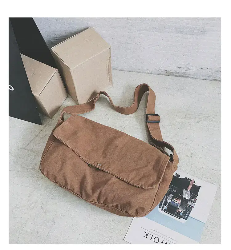 Brown Canvas Messenger Bag 2023 Summer Large Capacity — feature 36
