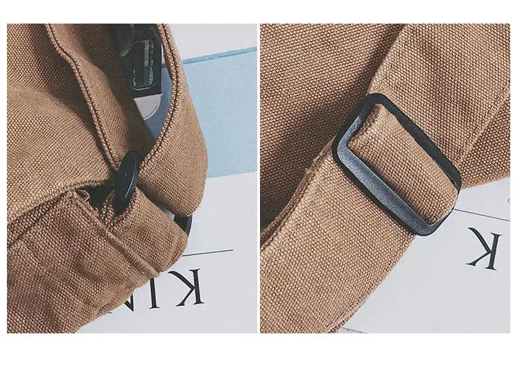 Brown Canvas Messenger Bag 2023 Summer Large Capacity — feature 40