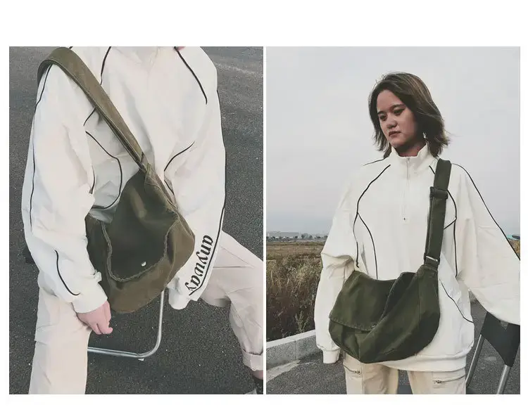Brown Canvas Messenger Bag 2023 Summer Large Capacity — feature 6