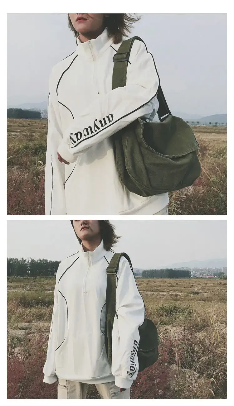 Brown Canvas Messenger Bag 2023 Summer Large Capacity — feature 9