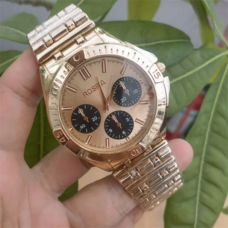Square Watch with Gold Dial & Silver Band for Men - Image 7