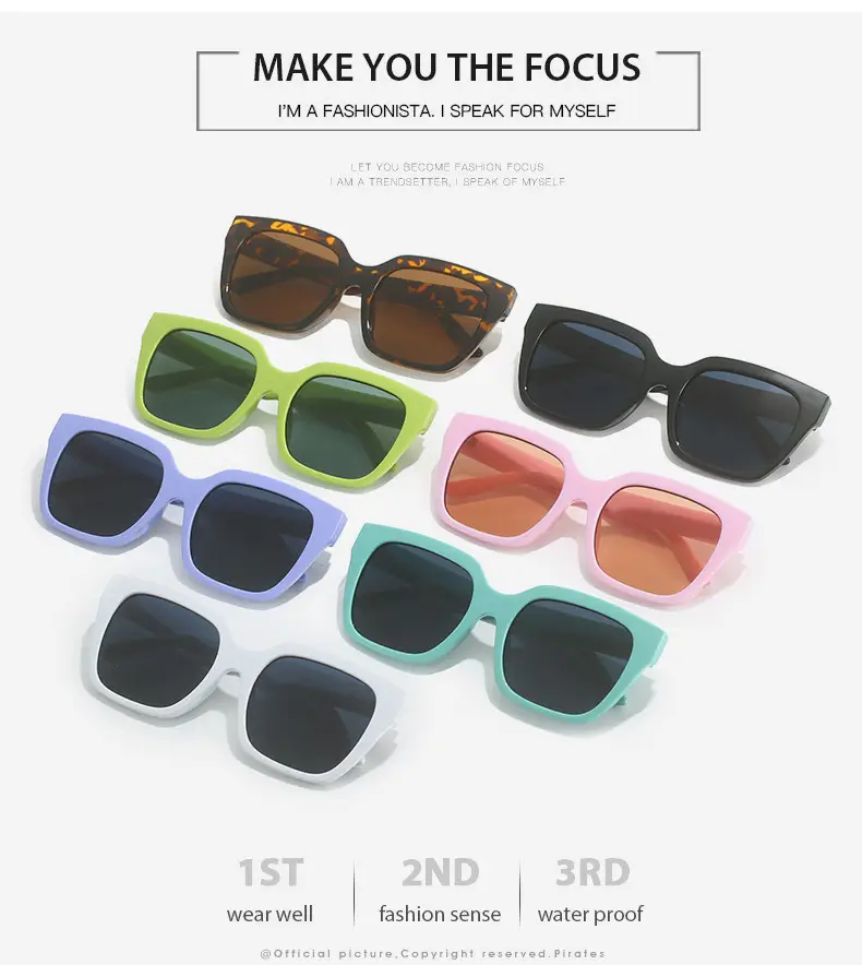 Square Sunglasses European American Retro Large Frame — feature 3