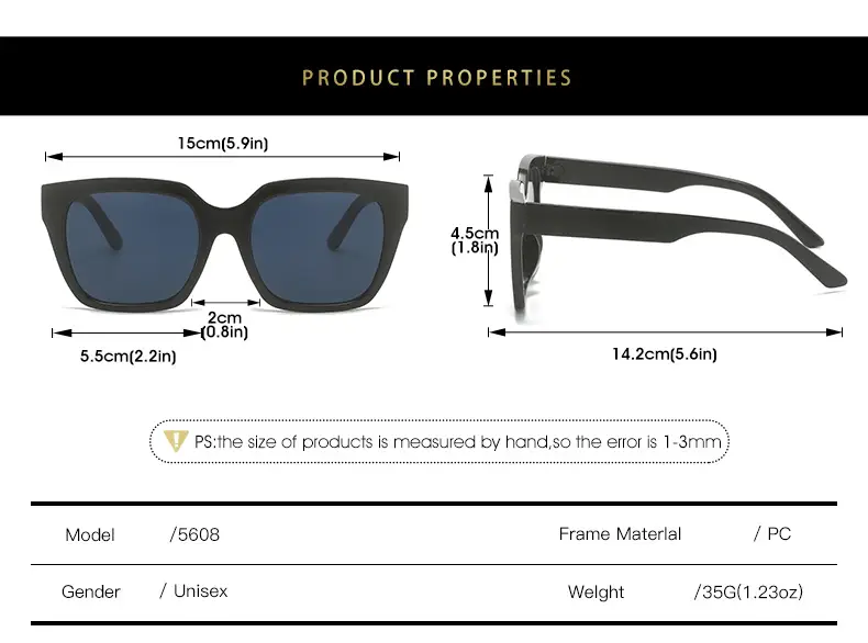 Square Sunglasses European American Retro Large Frame — feature 5