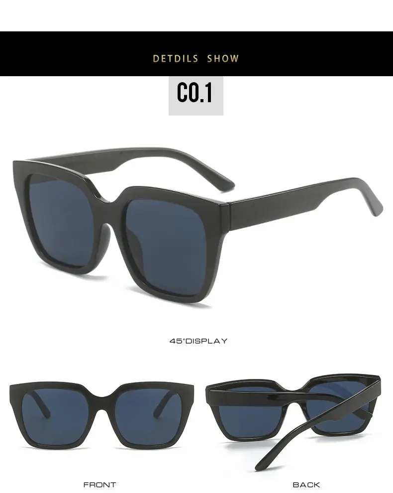 Square Sunglasses European American Retro Large Frame — feature 7