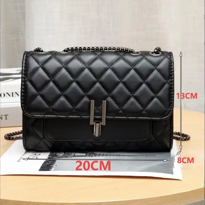 2026 Black Quilted Y-Buckle Bag with Chain Clasp
