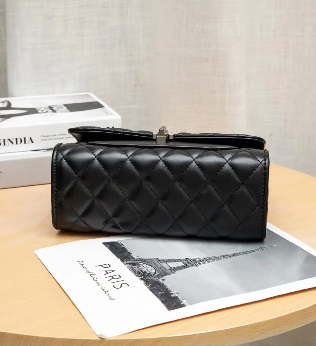 2026 Black Quilted Y-Buckle Bag with Chain Clasp — feature 10