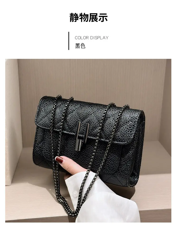 2026 Black Quilted Y-Buckle Bag with Chain Clasp — feature 19