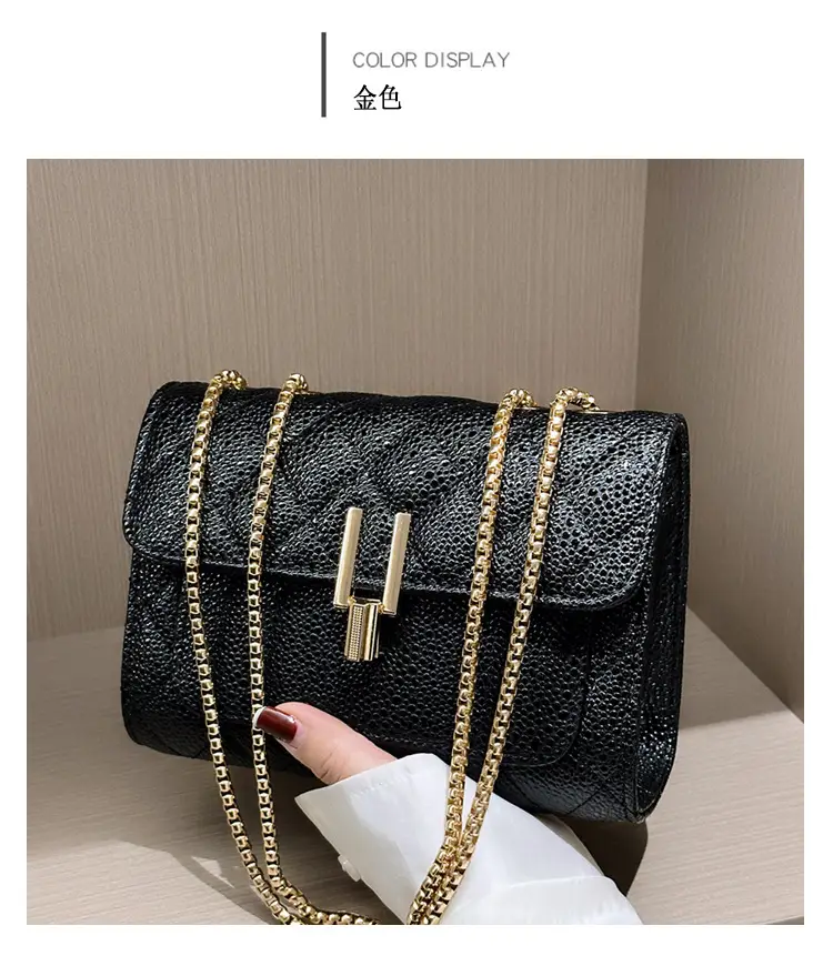 2026 Black Quilted Y-Buckle Bag with Chain Clasp — feature 20
