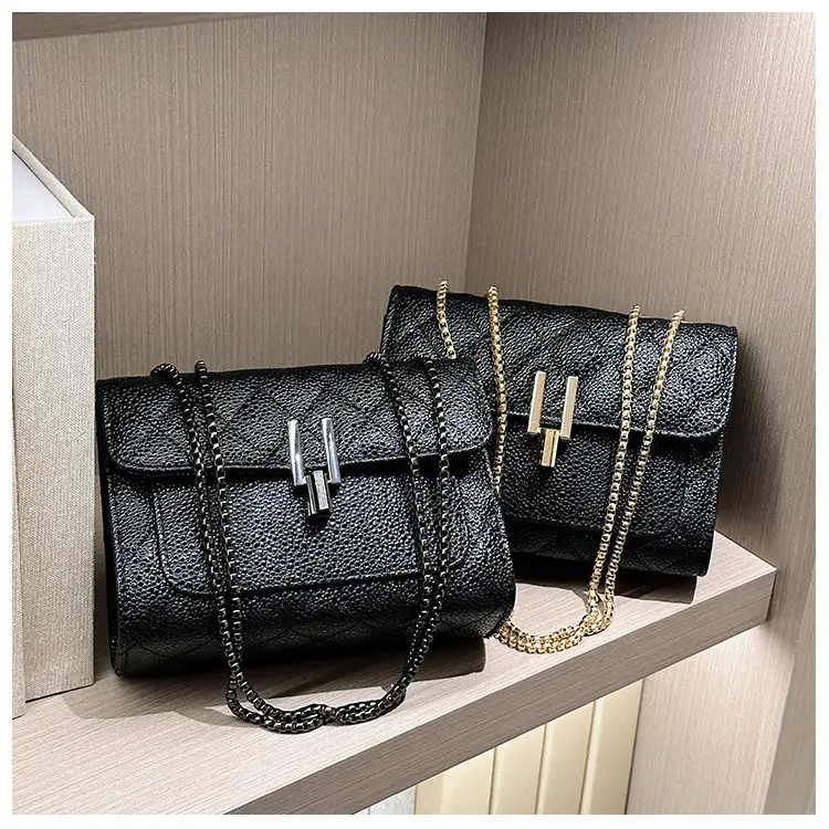 2026 Black Quilted Y-Buckle Bag with Chain Clasp — feature 21