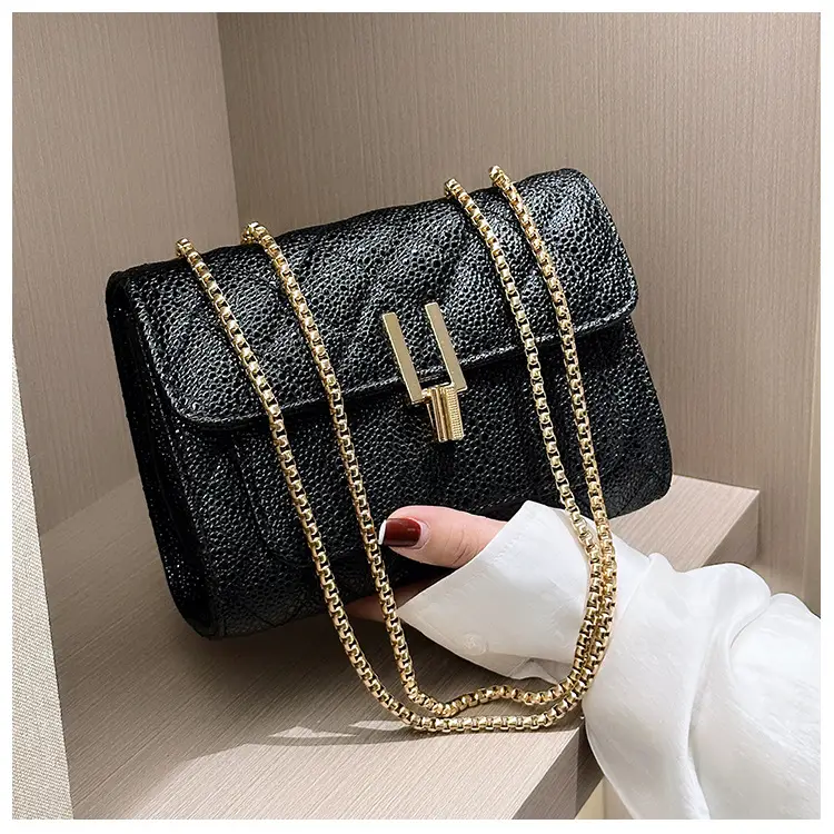 2026 Black Quilted Y-Buckle Bag with Chain Clasp — feature 24