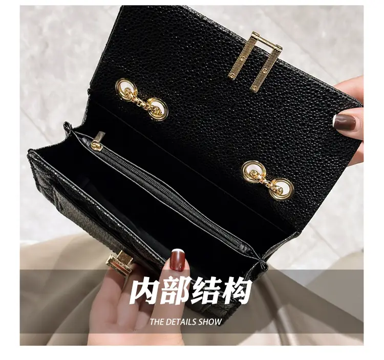 2026 Black Quilted Y-Buckle Bag with Chain Clasp — feature 31