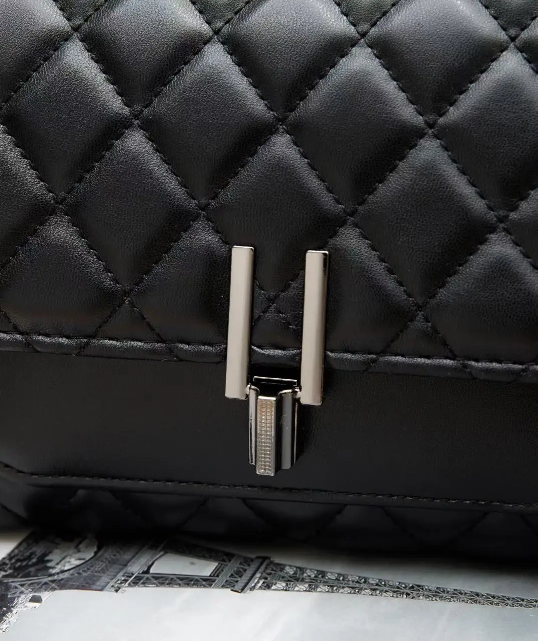 2026 Black Quilted Y-Buckle Bag with Chain Clasp — feature 5