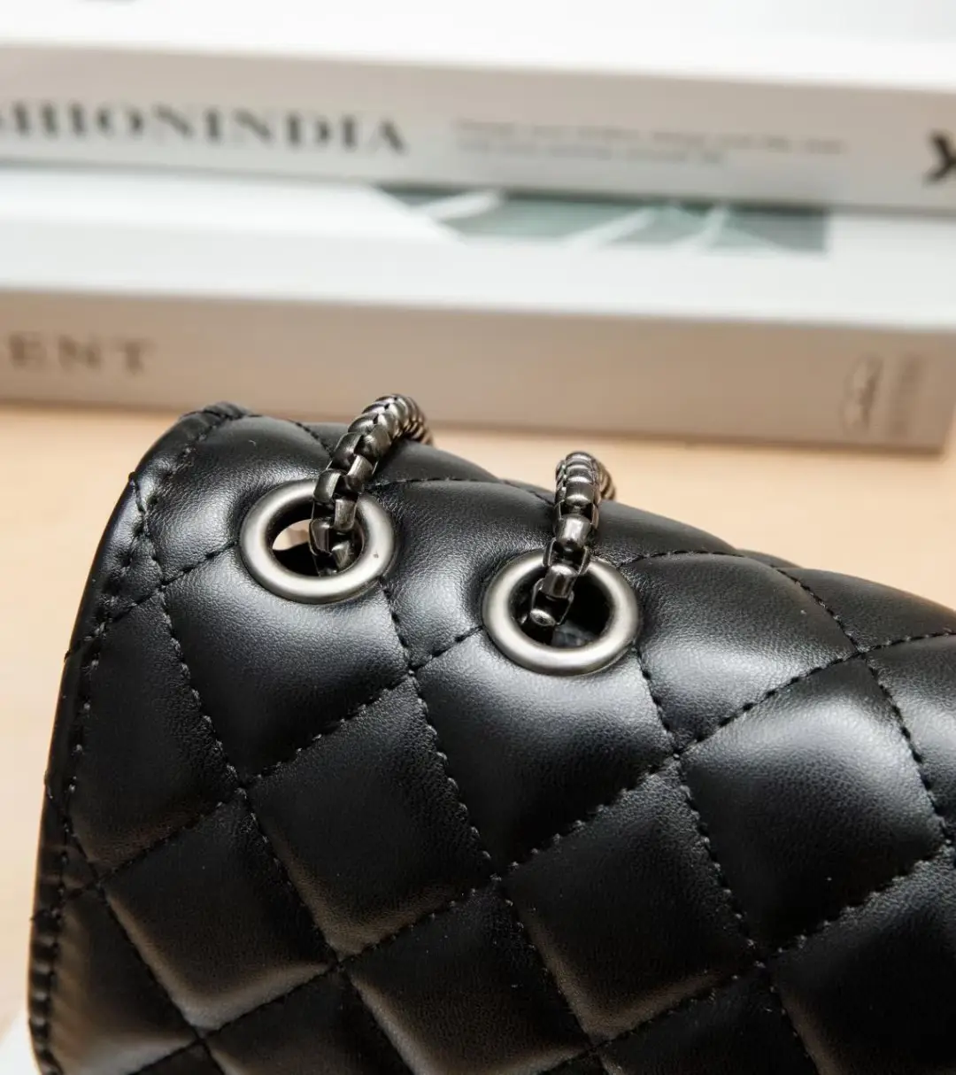 2026 Black Quilted Y-Buckle Bag with Chain Clasp — feature 6