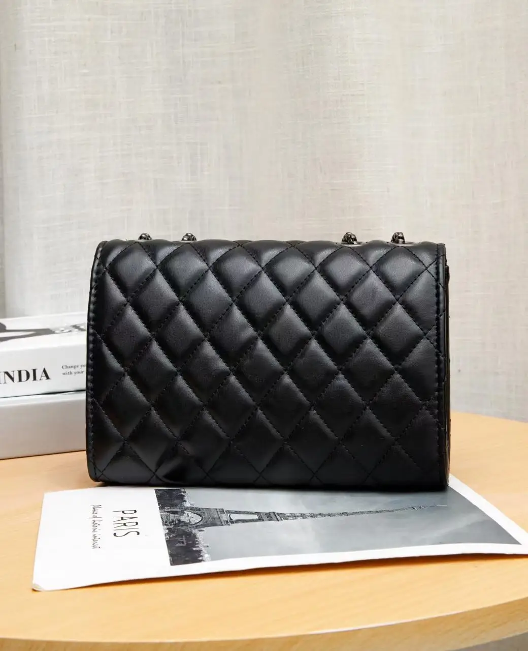 2026 Black Quilted Y-Buckle Bag with Chain Clasp — feature 8