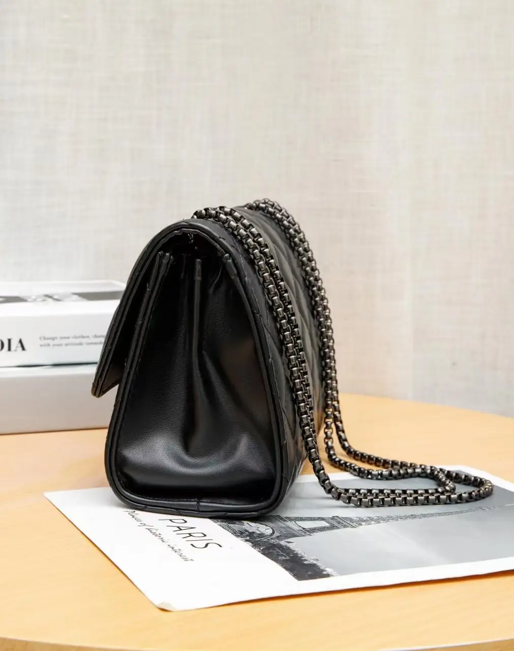 2026 Black Quilted Y-Buckle Bag with Chain Clasp — feature 9