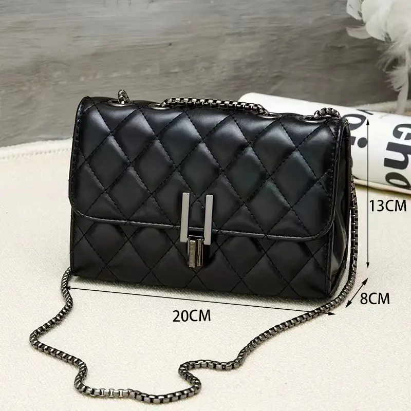 2026 Black Quilted Y-Buckle Bag with Chain Clasp — feature 3