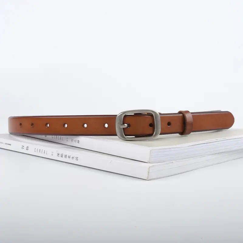 Women's Adjustable Cowhide Leather Belt with Buckle - Image 3