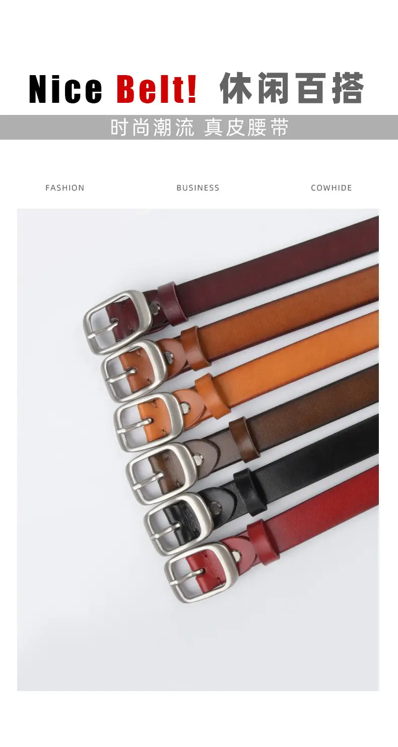 Women's Adjustable Cowhide Leather Belt with Buckle β feature 4