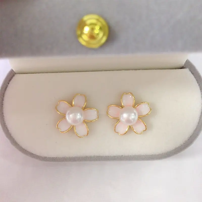 Sakura Pearl Earrings Women 18K Gold 1 Pcs - Image 3