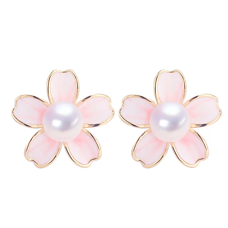 Sakura Pearl Earrings Women 18K Gold 1 Pcs - Image 6