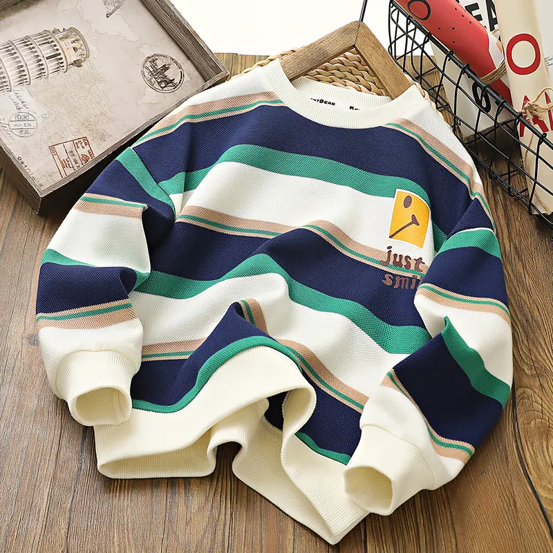 Boys Striped Sweatshirt 2026 Spring Long Sleeve - Image 6