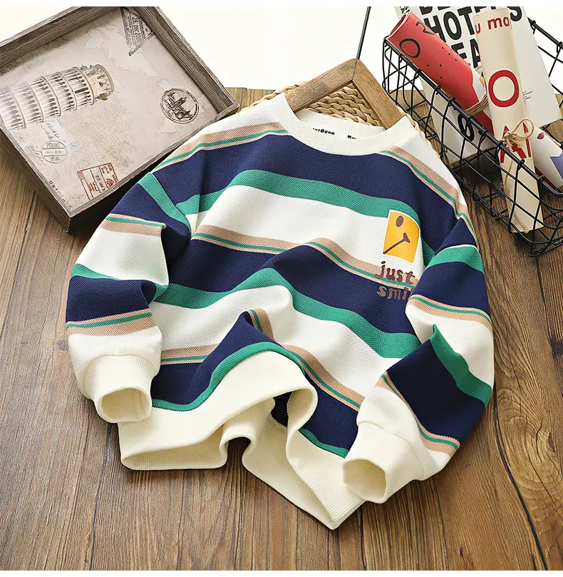 Boys Striped Sweatshirt 2026 Spring Long Sleeve — feature 14