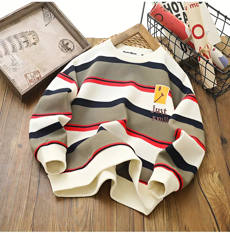 Boys Striped Sweatshirt 2026 Spring Long Sleeve — feature 15