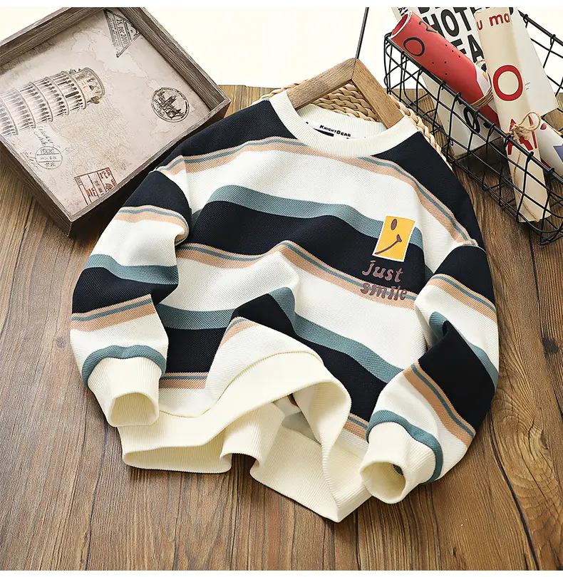 Boys Striped Sweatshirt 2026 Spring Long Sleeve — feature 16