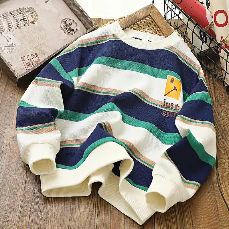 Boys Striped Sweatshirt 2026 Spring Long Sleeve - Image 2