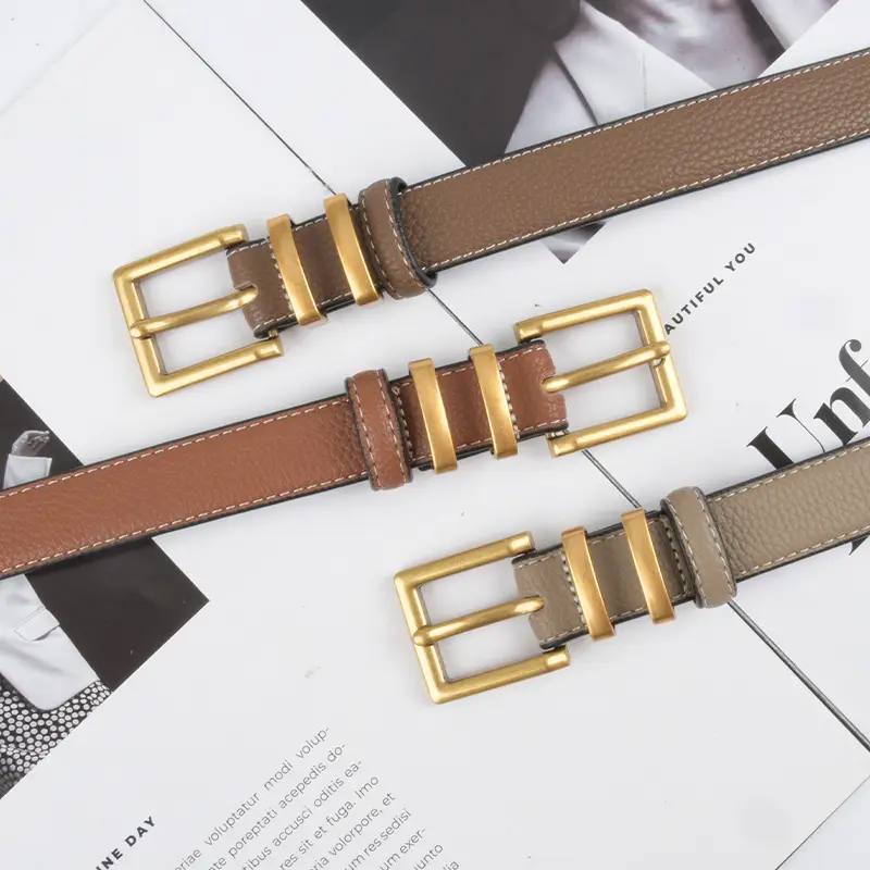 Women Litchi Belt Black Cowhide 2.3cm - Image 20