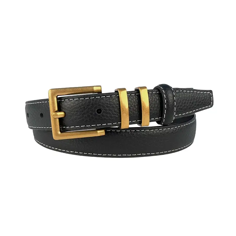 Women Litchi Belt Black Cowhide 2.3cm - Image 21