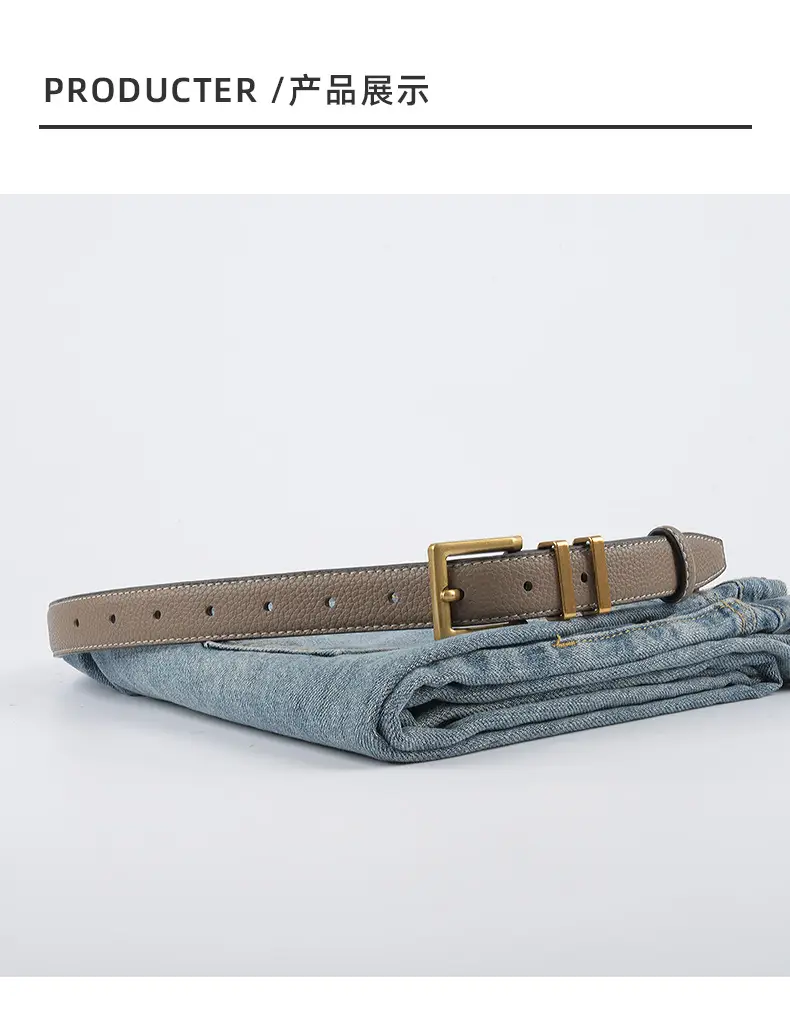 Women Litchi Belt Black Cowhide 2.3cm β feature 10