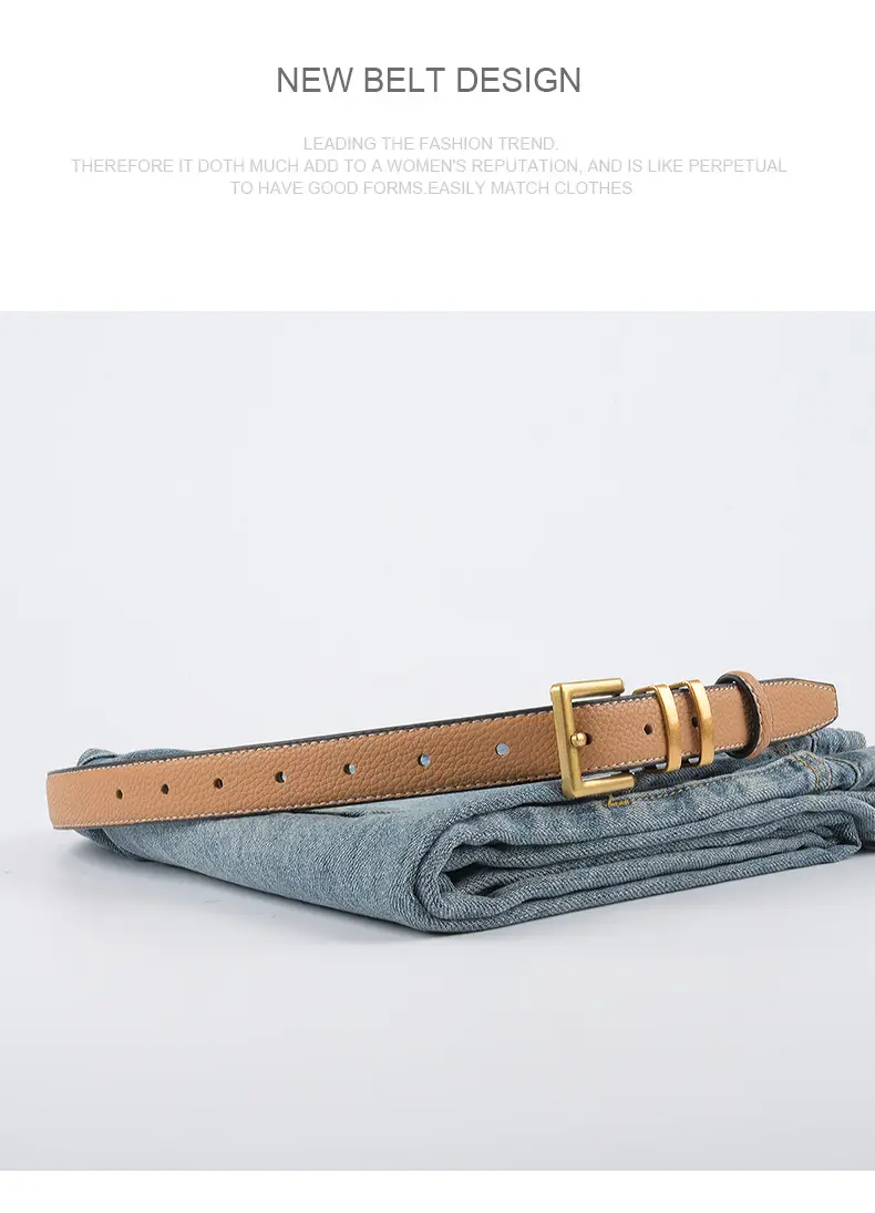 Women Litchi Belt Black Cowhide 2.3cm β feature 12
