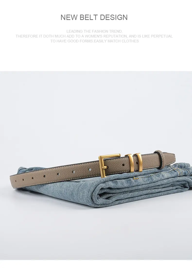 Women Litchi Belt Black Cowhide 2.3cm β feature 13