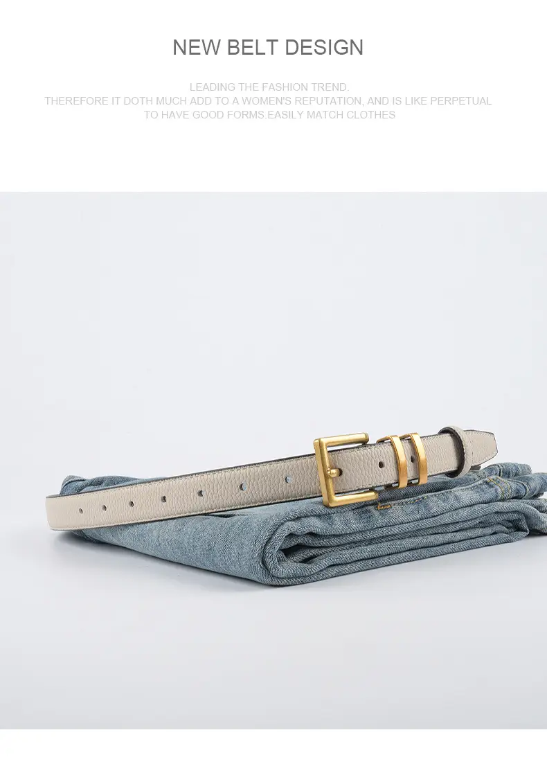 Women Litchi Belt Black Cowhide 2.3cm β feature 14