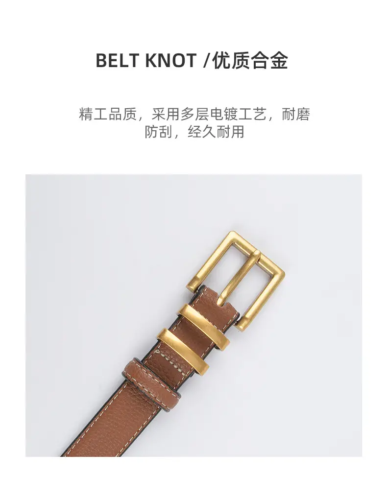 Women Litchi Belt Black Cowhide 2.3cm β feature 7