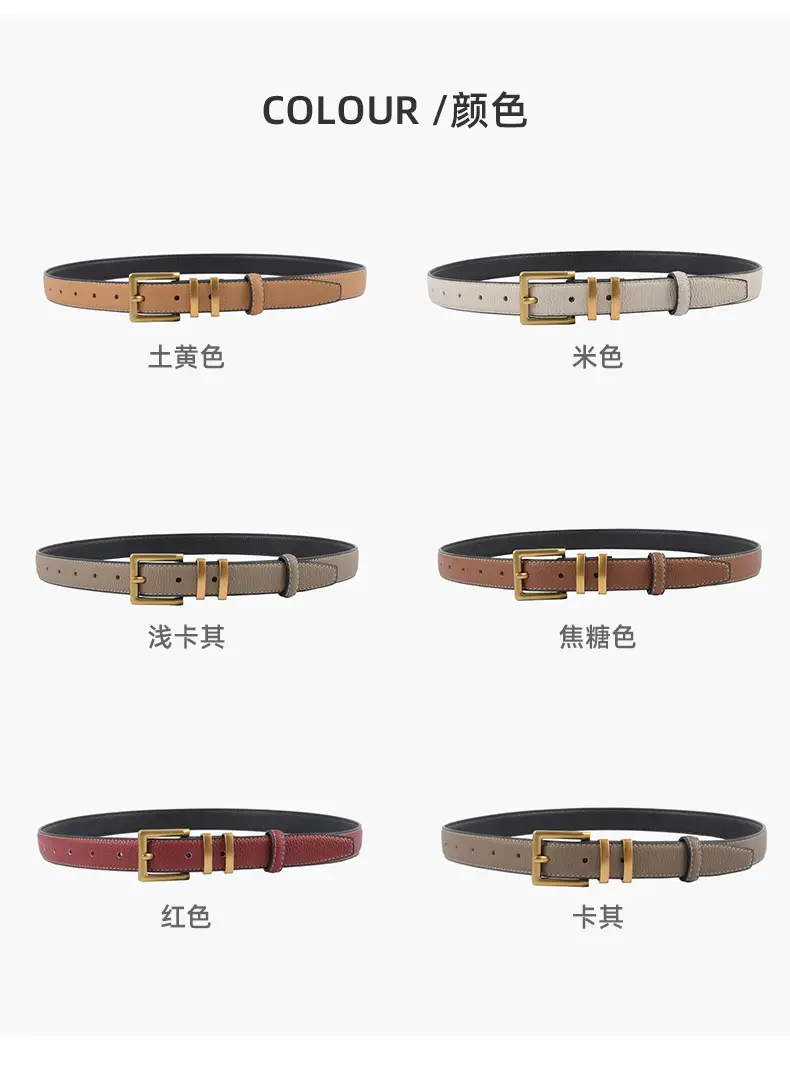 Women Litchi Belt Black Cowhide 2.3cm β feature 9