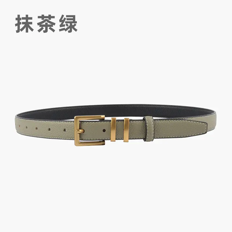 Women Litchi Belt Black Cowhide 2.3cm - Image 10