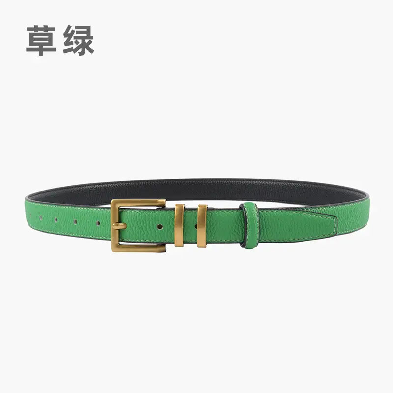 Women Litchi Belt Black Cowhide 2.3cm - Image 11